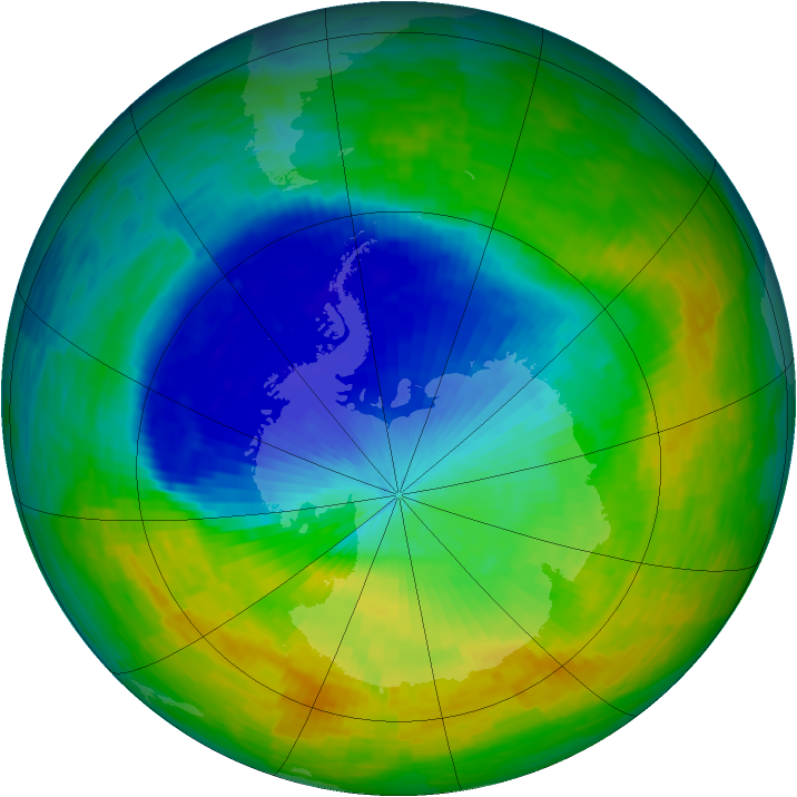 Antarctic ozone map for 13 November 1994